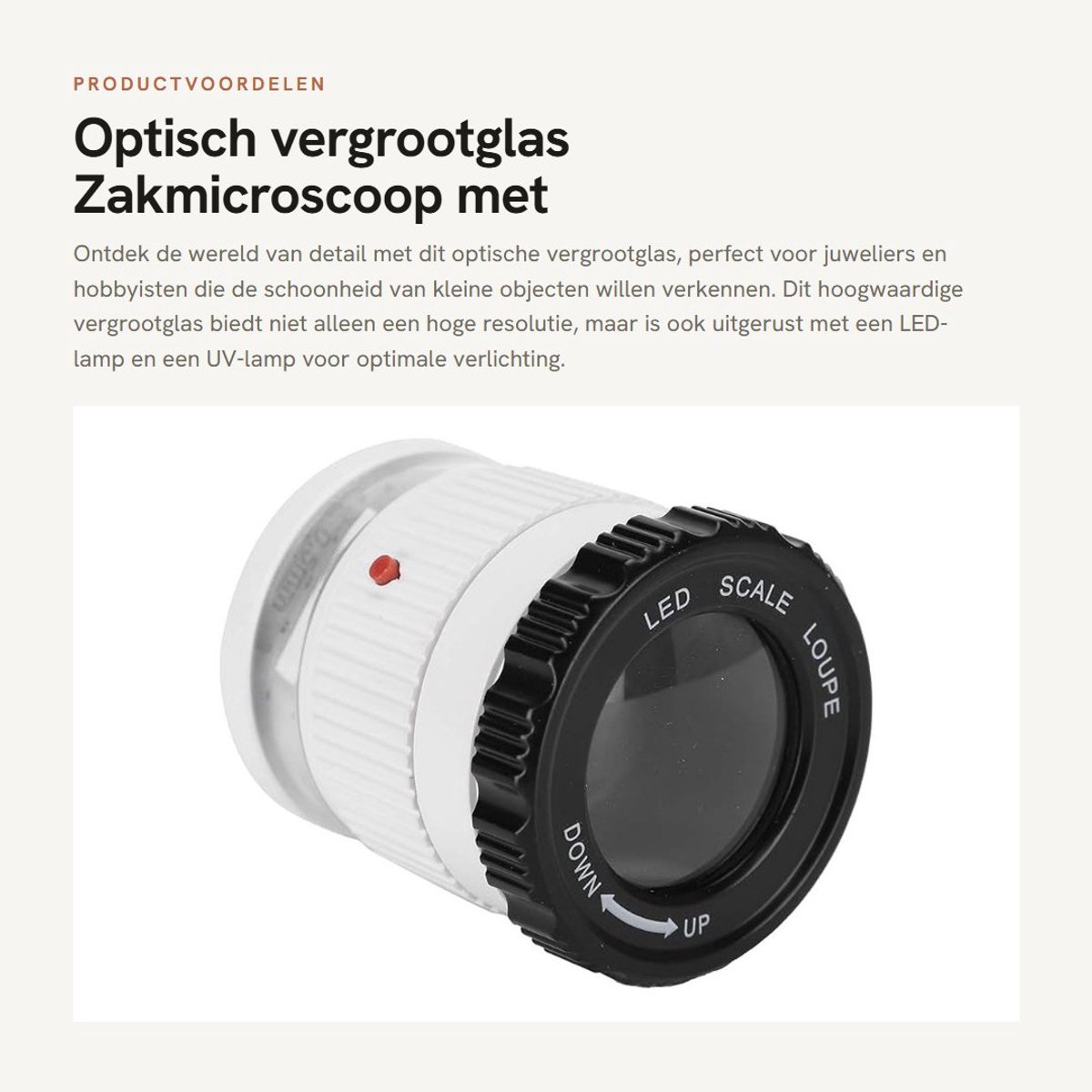 Dailygoods - Optisch vergrootglas - Zakmicroscoop met LED-licht - Wit - Hoge resolutie - Verstelbaar voor juweliers - Geschikt voor hobbyisten