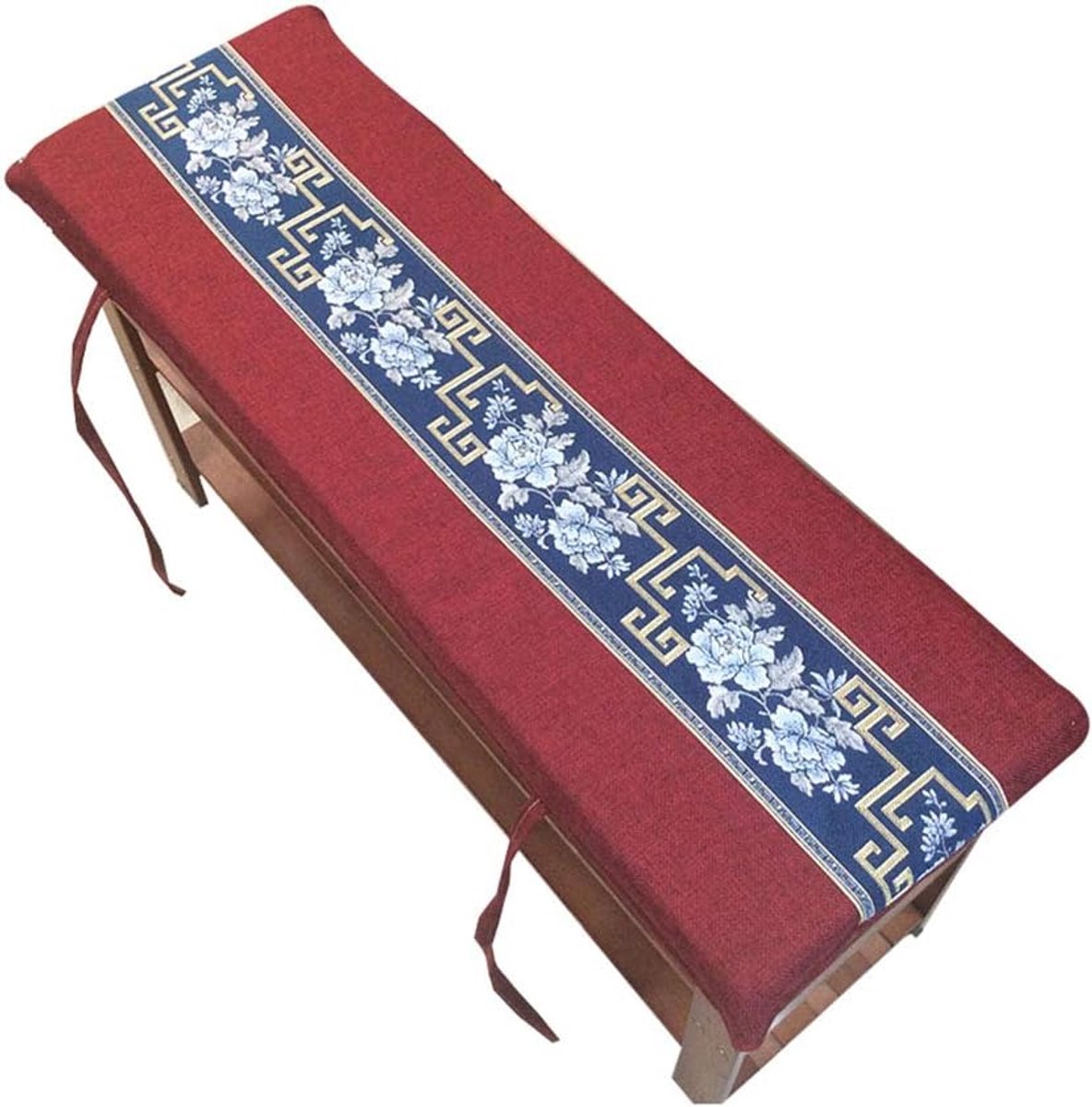Tuin Bank Kussen met Bevestigingsbanden, Bench Mat Pad Patio Bench Pad ligstoel kussen Vervanging Matras Pad, Effen kleur Moderne Rechthoek Dikke Antislip Zachte Bank Kussen -Wijnrood 87×28×4cm (34×1