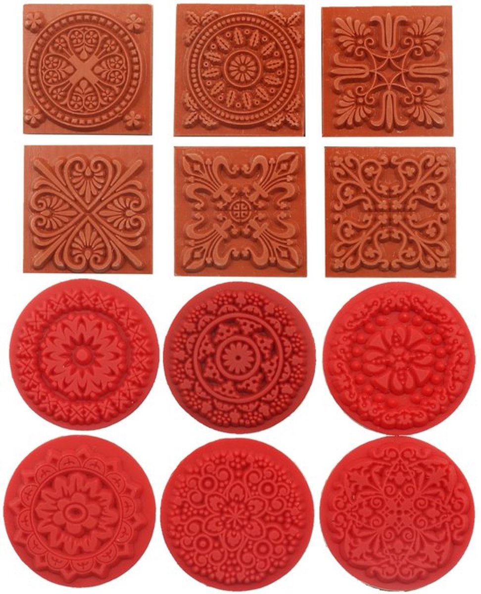 Store_9 - 12 Handgemaakte Houten Postzegels - Vintage Bloemenstempels