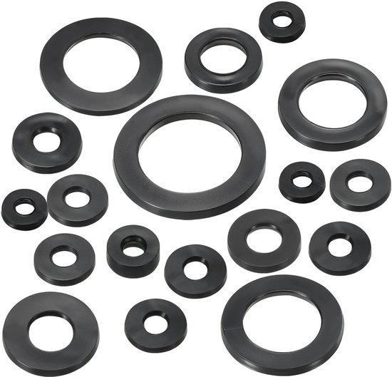 Sluitringen, rubberen afdichting, rond, 24 stuks, 12 mm ID, 24 mm OD, 3 mm dik, platte sluitringen, set, afdichtingsrubber voor kraanbuis, bevestigingsschroef, zwart — afbeelding 3