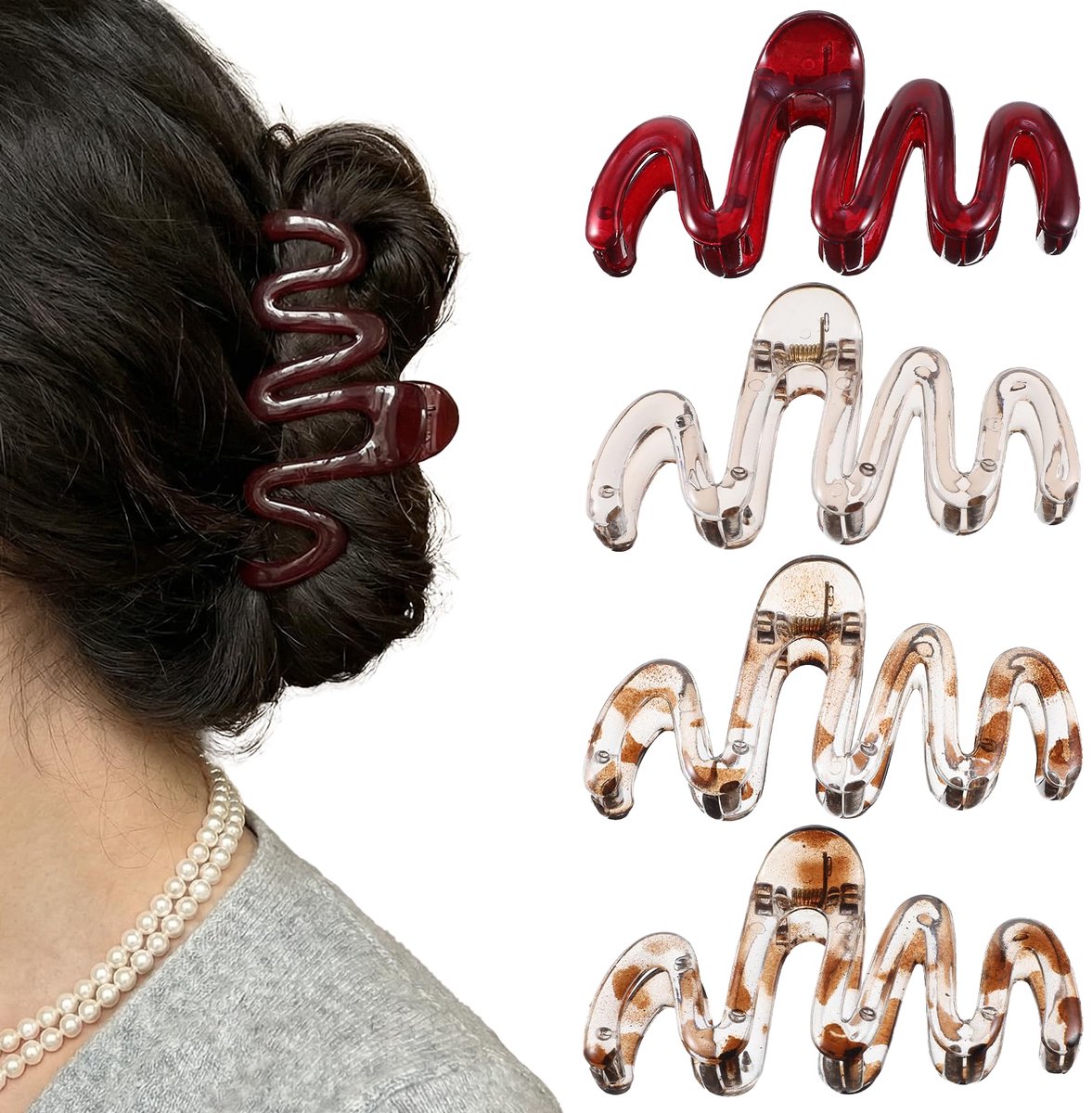 4 stuks haarklauwclips, hars haarclips voor dik haar, grote antislip haarklauwgrepen, kaakclipsluitingen voor vrouwen