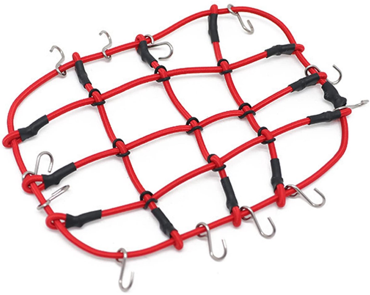 Bagagenet, 130x100mm Rooftop Cargo net met Haken voor 1/12 RC Crawler Auto MN D90 D99 MN99S Accessoires (Rood)