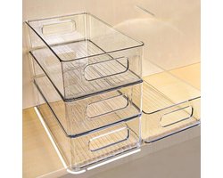 Organizer Set van 3, Lre Co. Stapelbare Koelkast Organizer Koelkast Lade Keuken Opslagdoos voor Koelkast Koelkast Containers met Handvat BPA Gratis