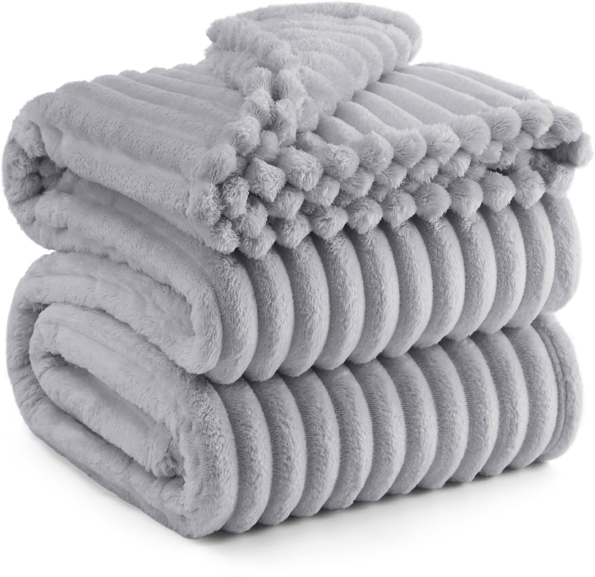 Kuscheldecke Flauschig - Wolldecke & Fleecedeken, sofadeken, zachte warme grove corduroy deken voor kamerdecoratie, woon- & knuffeldekens, sprei, grote deken, lichtgrijs, 230 x 270 cm