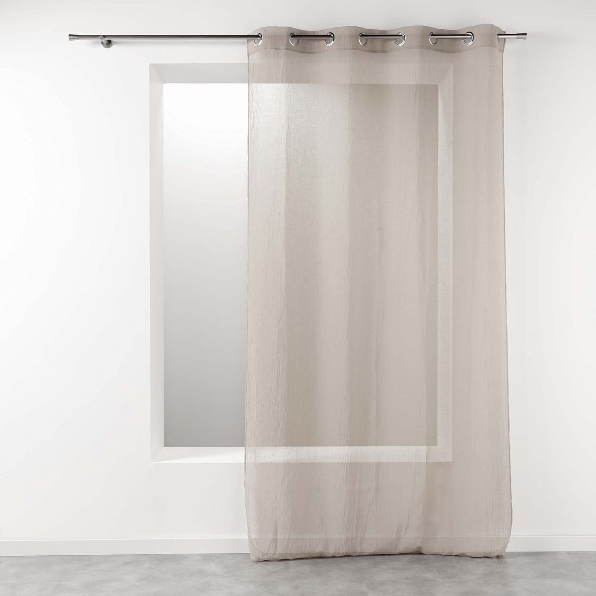 Telma Ooggordijn - Paneelgordijn Gordijnstof - Raambekleding - Halfdoorschijnend - 140 x 240 cm - Taupe