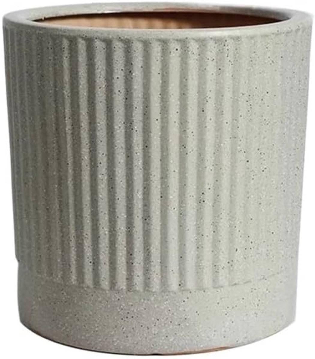 14 inch ronde plantenpot for buiten van keramiek met gestreepte textuur