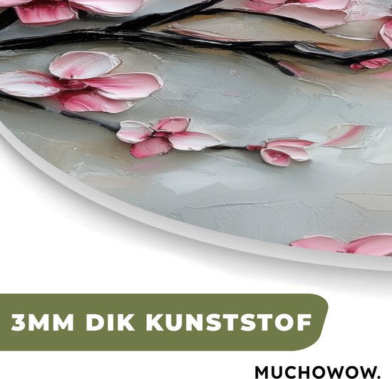 Décoration murale organique 60x60 cm - Peinture organique Blossom - Artistique - Rose - Sakura - Décoration murale salon - Décoration de chambre - Peintures - Esthétique du cercle mural