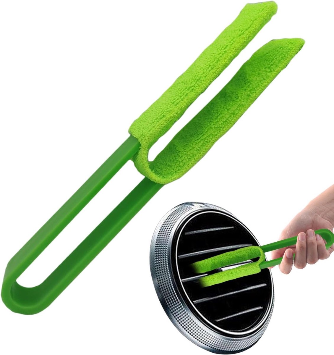 Reinigingsborstel Auto Interieur - Stofverwijderaar Dashboard - Auto Onderhoud - Dubbelzijdig Microvezel - 22 x 4 cm - Groen