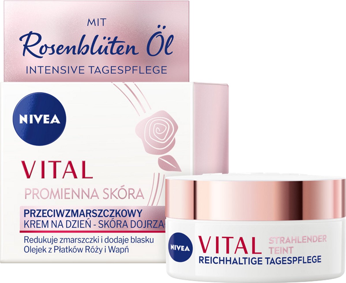 NIVEA Vital Radiant Huidserie - Anti-rimpel Dagcrème - 50 ml - Rozenolie en Calcium