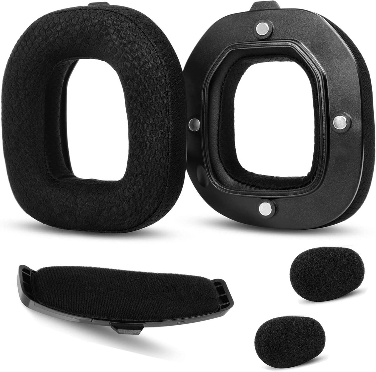 Vervangende Oorkussens - Hoofdband Set - Koptelefoon Reparatie - Traagschuim Demping - 10 x 8 x 1 cm - Zwart