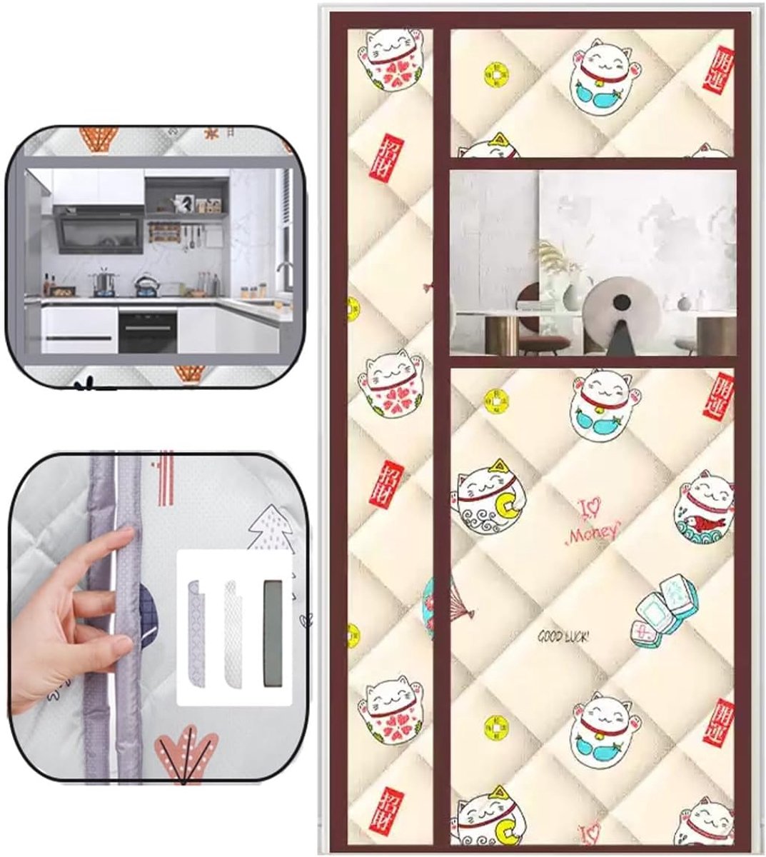 Geïsoleerd Deurgordijn - Deurafdekking - Winter Warm Houden - Magnetische Sluiting - 90 x