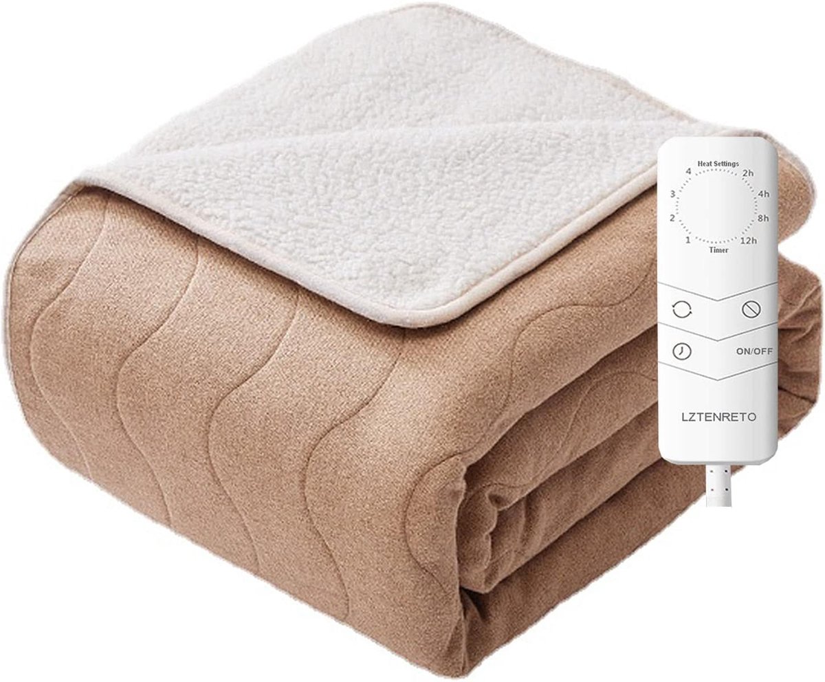 Elektrische Deken - Verwarmde Onderdeken - Warmte en Comfort - Automatische Uitschakeling - 120 x 180 cm - Bruin