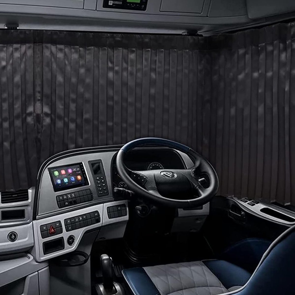 2 Stuks Zwarte Truck Gordijnen - Plissé Rolgordijnen voor Auto, Zonnedekking en Privacy 240 x 90 cm met Beugels