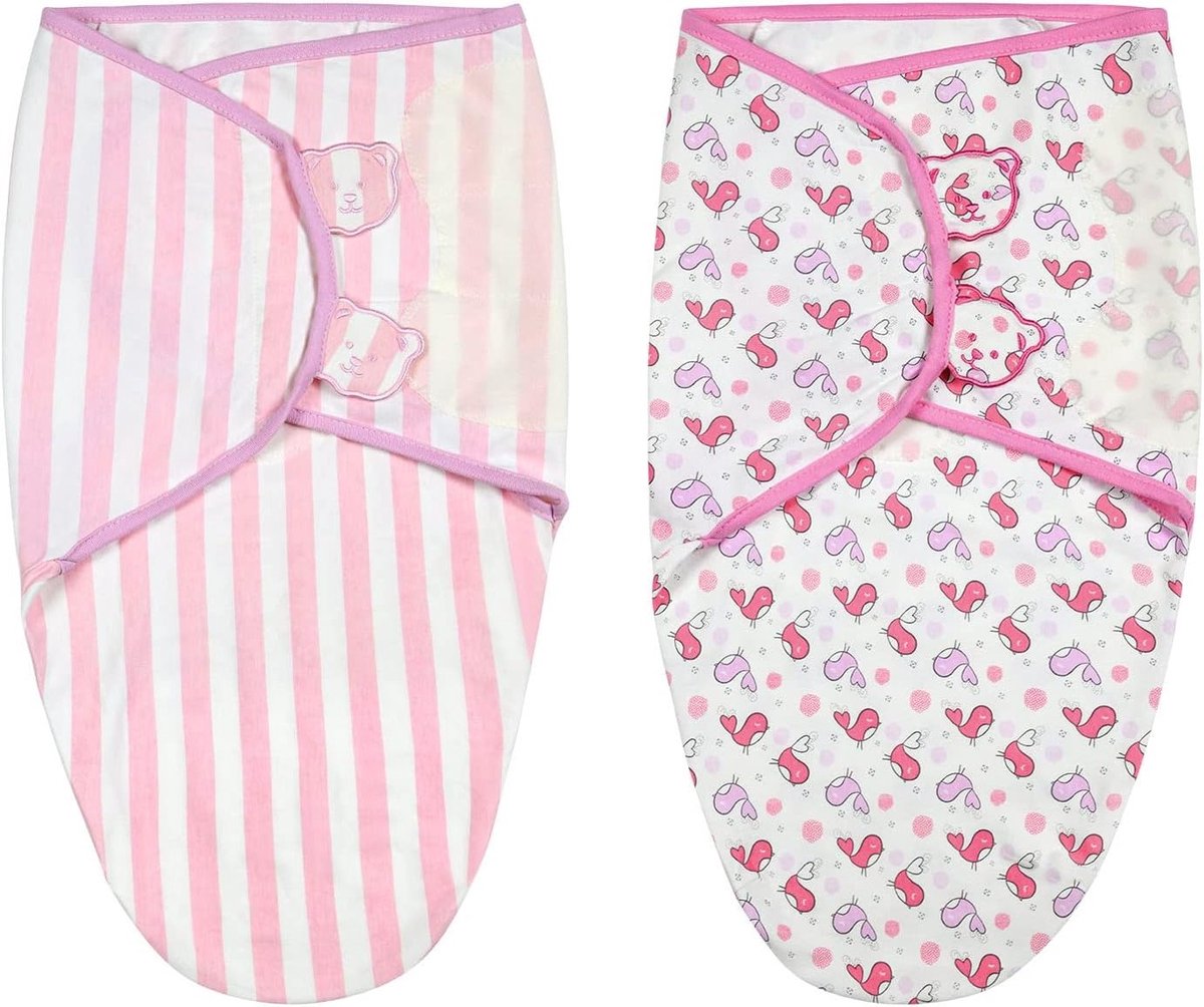 Zachte en Ademende Swaddle Doeken voor Pasgeborenen, 2-Pack Verstelbare Babydeken van 100% Katoen voor Comfortabel Slapen 0-3 Maanden