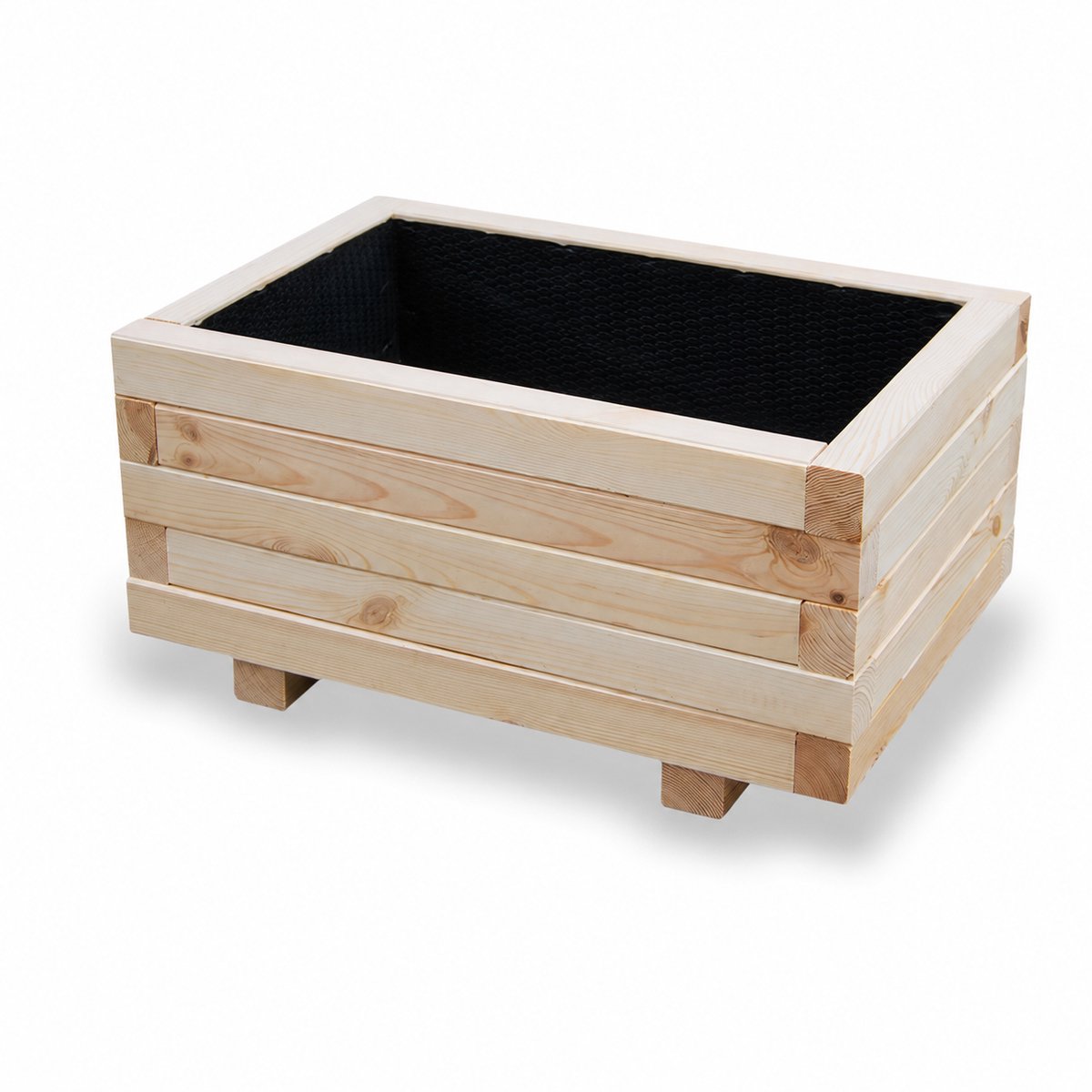 Plant&Bak Tuinbak Vurenhout L60 × B40 × H30 cm – Houten Plantenbak voor Buiten – Langwerpige Bloembak met Waterdichte Binnenbekleding – Naturel