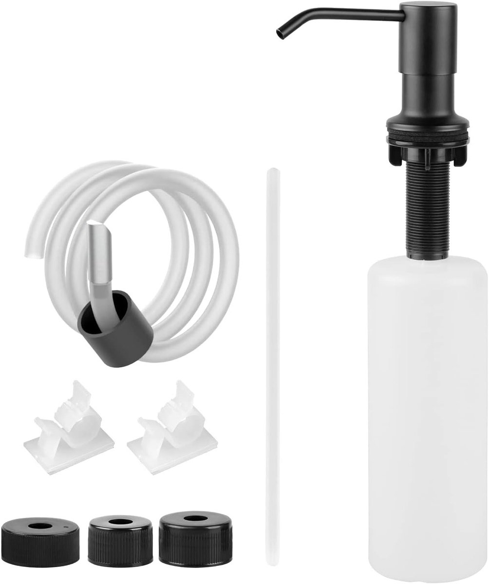Keukenafwasmiddel Dispenser met 1m Siliconen Slang, 500ml Fles en 4 Universele Sluitingen voor Keuken en Badkamer