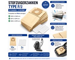 Universele Stofzuigerzakken F/J – 10 Stuks + 2 Filters – Compatibel