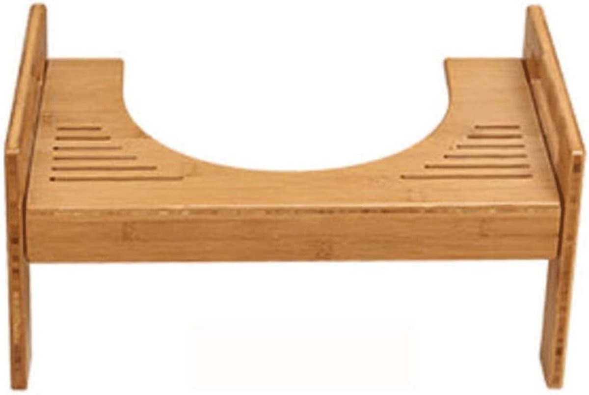 Toilet Voetenbankje - Krukje Badkamer - Natuurlijke Houding - Verstelbare Hoogte - 45.5x24x28cm - Naturel