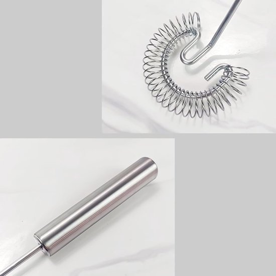 Handmixer - Klopper Garde - Beslag Maken - Versterkt Spiraalontwerp - 27 cm - Zilver — afbeelding 2