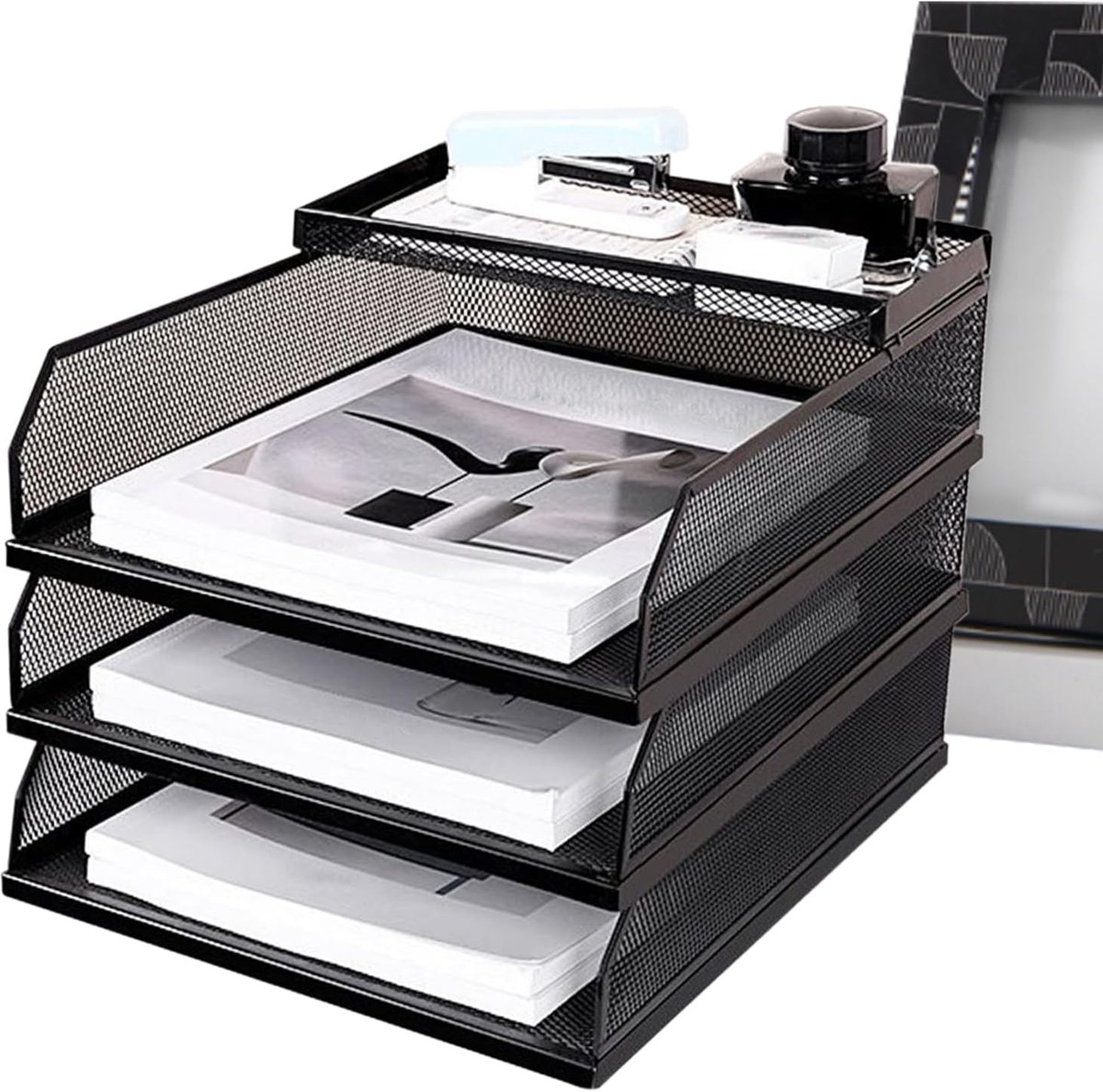 Bureaubestandhouder - Papierorganizer Sorteerrek - Documenten Sorteren - Meerdere Lagen - 32 x 30 x 25 cm - Meerkleurig