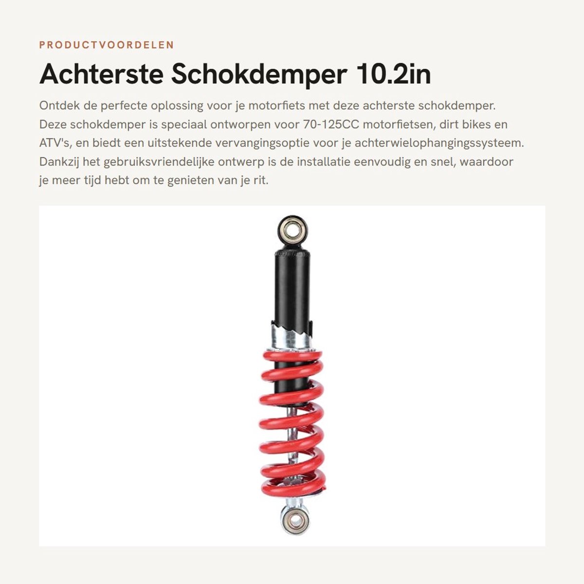Dailygoods- Schokdemper 260 mm - Achterste Schokdemper - Vervangen voor Motorfiets - ATV - Eenvoudige Installatie - Premium Materiaal - Vering