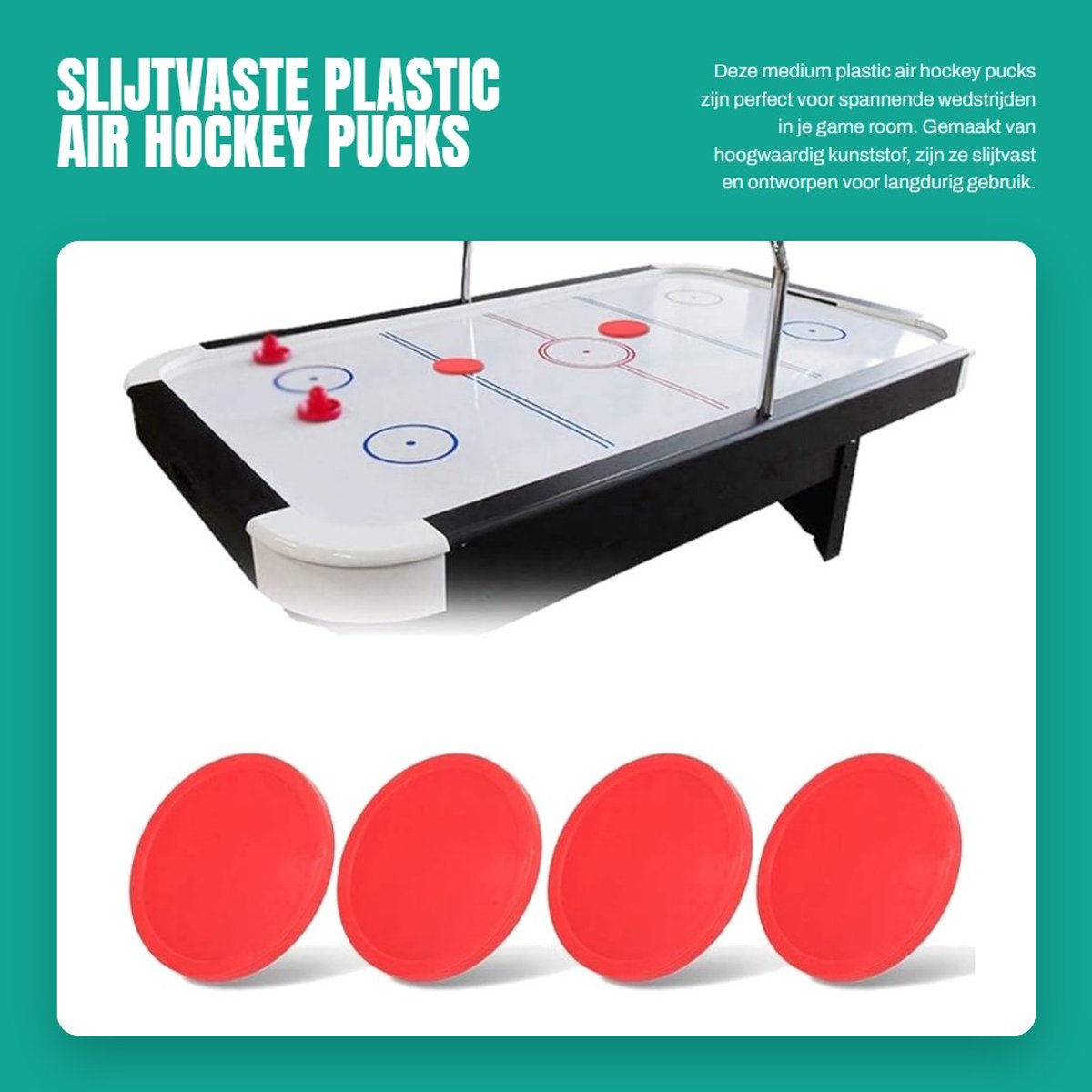 Dailygoods- Hockey Puck Slijtvaste Rood - 3-Maat Set - Lichtgewicht - Duurzaam - Geschikt voor Speelkamers - Perfecte Vervangingen - Air Hockey Schijven