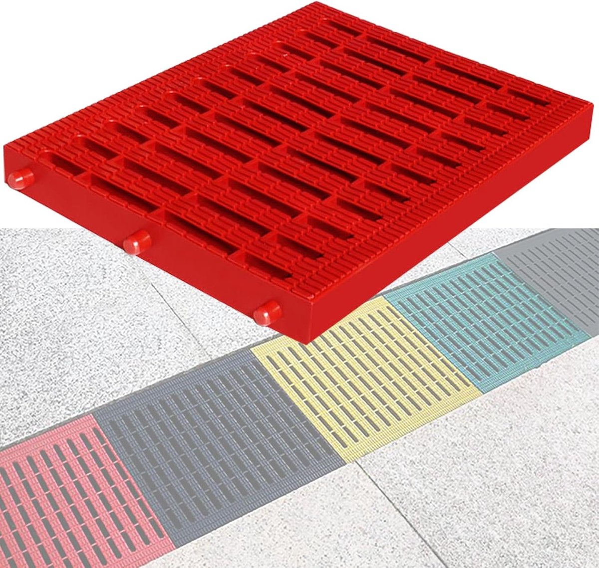 Afvoerroosters - Kanaal Roosters - Efficiënte Drainage - Antislip Oppervlak - 20 x 25 cm - Rood