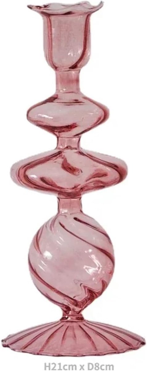 Kaarsenhouder Decoratie - Bloemenvaas Kandelaar - Huisdecoratie Bruiloft - Delicaat Elegant Ontwerp - Middelgroot Formaat - Roze Tulp