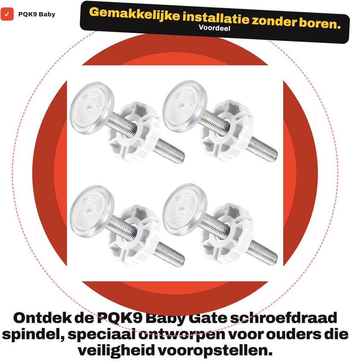Dailygoods- Baby Gate schroefdraad spindel - 4 stuks - 10mm diameter - 105mm lengte - 0-100mm verstelbaar - massief metaal - Veiligheidshekje