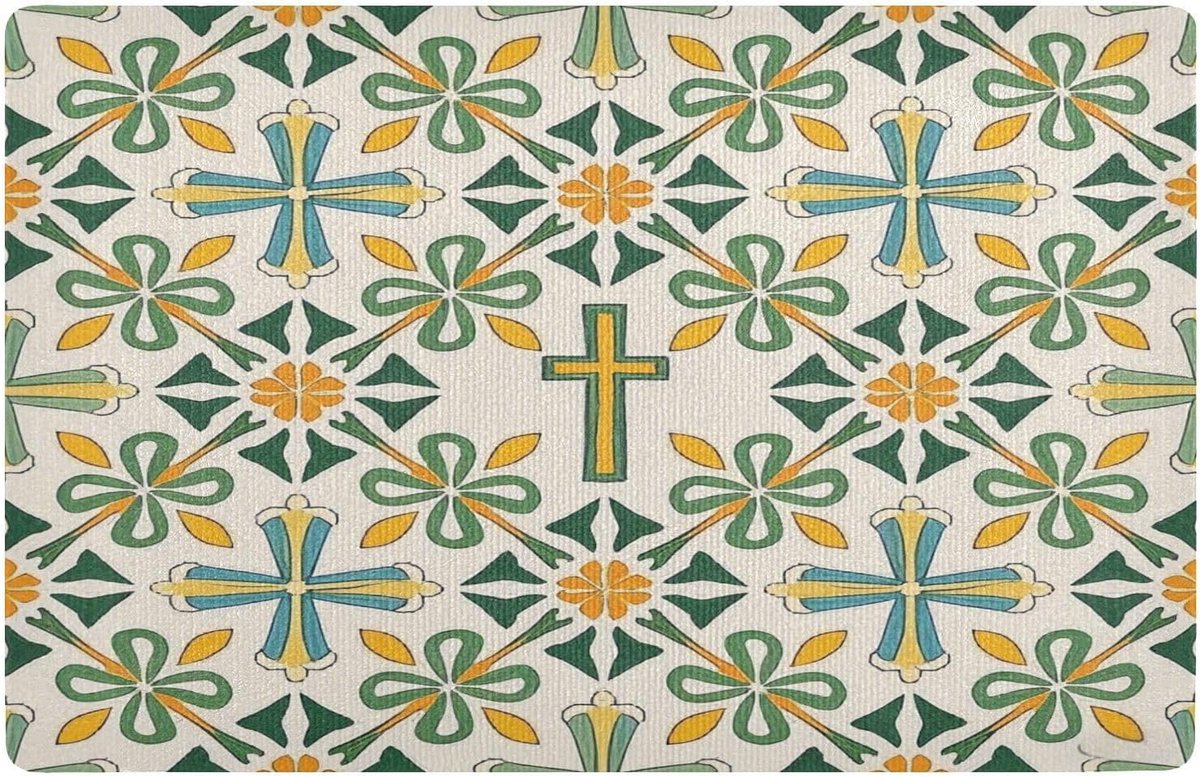 Entree Deurmat - Voordeur Tapijt - Vuil Vangen - Antislip Rubber - 81 x 50 cm - Groen Patr