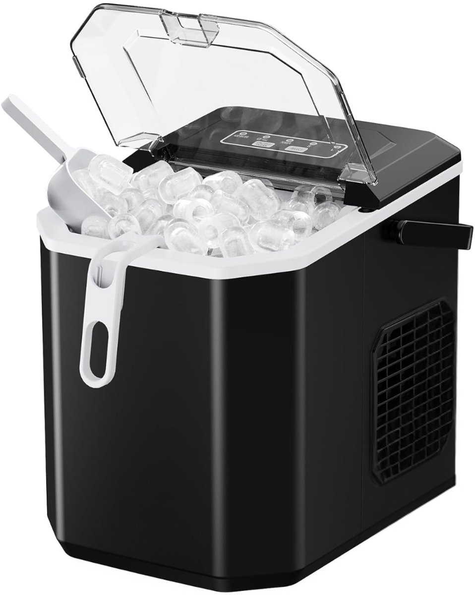 DnA® Ijsblokjesmachine - Ijsblokjesmachine Crushed Ice - Ijsblokjes Machine - Ijsblokjesmakers - Ijsmachine - Zwart - 23cm x 30cm x 29cm