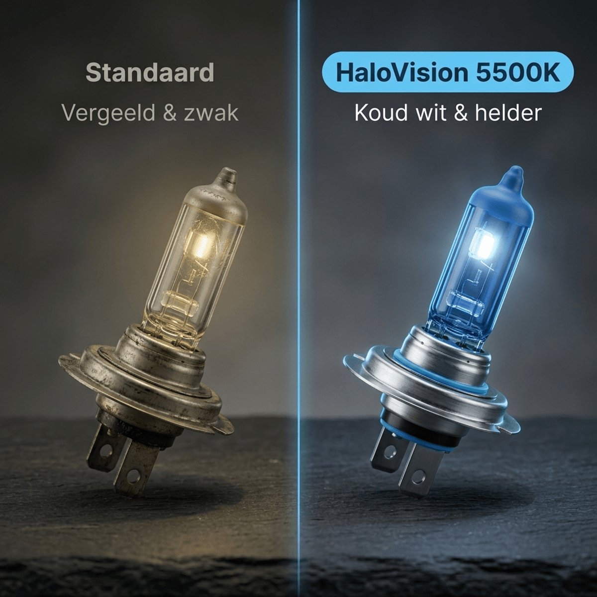 HaloVision Halogeen Koplampen H7 – 12V 3000Lm 5500K Koud Wit – Blauw Glas Super White Dimlicht Grootlicht Halogeenlampen Set van 2 Autolampen – foto 5