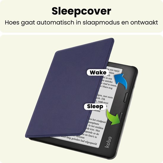 Hoes Geschikt voor Kobo Libra 2 - E-reader Hoesje Bescherm Hoesje Case Sleep Cover - Hoes Geschikt voor Kobo Libra 2 Hoesje - Donkerblauw — afbeelding 3