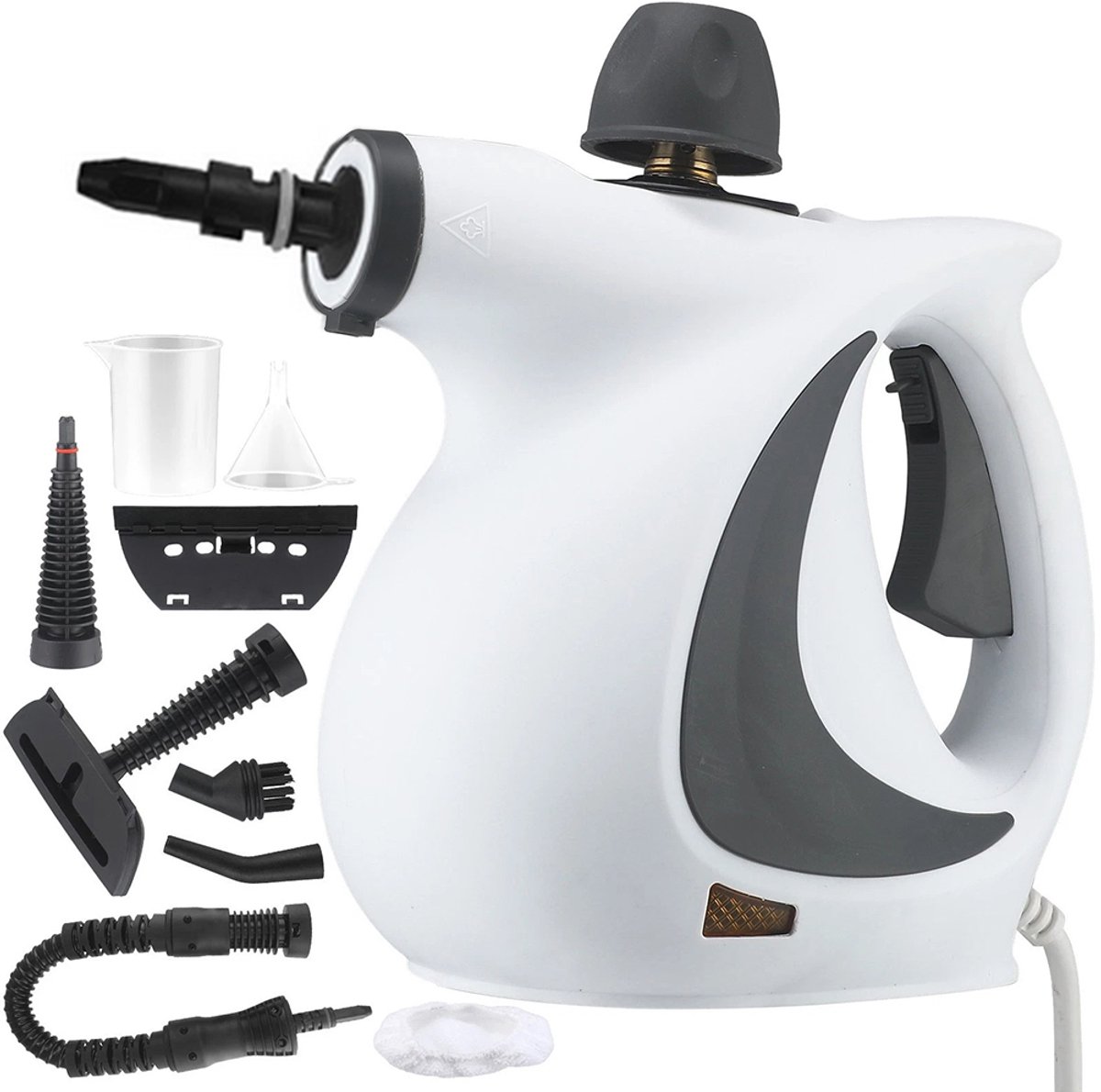 Stoomreiniger - Handheld Stoomreiniger - 350ml Draagbare Stoomreiniger - Vlekverwijderaar - Geschikt voor Vloeren, Badkamers, Keukens - Tapijtreiniger - 1050W - Grijs/Wit - ABS