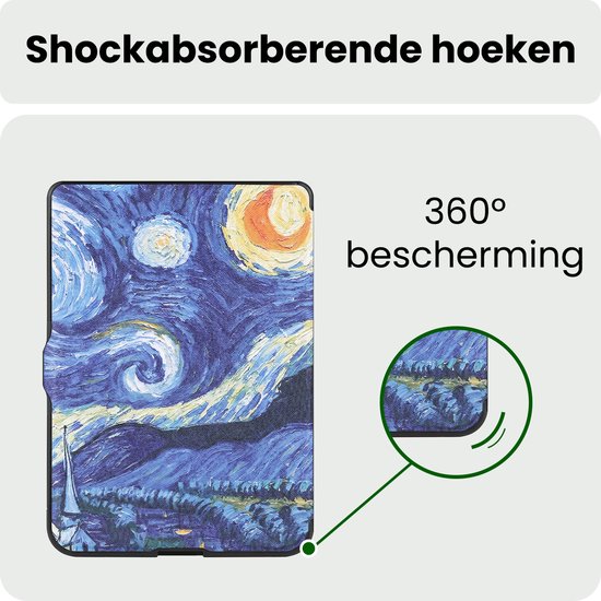 Hoes Geschikt voor Kobo Nia Hoesje Bookcase Cover Hoes Trifold - Hoesje Geschikt voor Kobo Nia Hoes Cover Case - Sterrenhemel — afbeelding 4