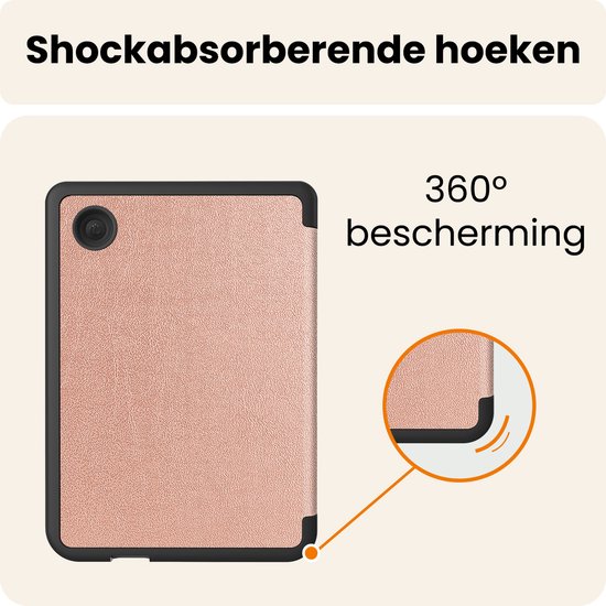 Hoesje Geschikt voor Kobo Clara 2E Hoes Book Case Trifold - Hoes Geschikt voor Kobo Clara 2E Hoesje Book Cover Met Screenprotector - Rosé Goud van Hoesje  — afbeelding 4