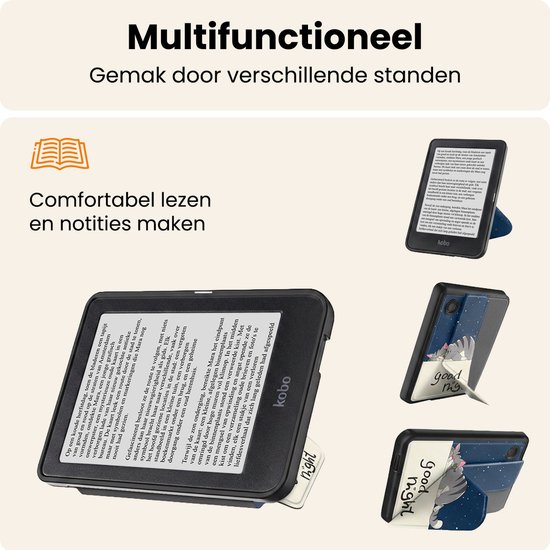 Hoesje Geschikt voor Kobo Clara 2E Hoes Book Case Trifold - Hoes Geschikt voor Kobo Clara 2E Hoesje Book Cover Met Screenprotector - Kat van Hoesje  — afbeelding 3