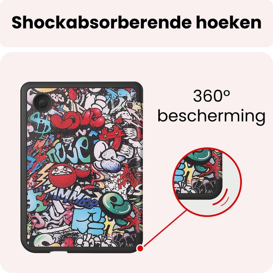 Hoes Geschikt voor Kobo Clara Colour Hoesje Bookcase Cover Book Case Hoes Sleepcover Trifold - Graffity — afbeelding 5