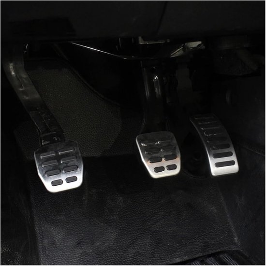 Pedaalhoezen Auto - Antislip Pedalen - Veilig Rijden - Roestvrij Staal - 3 Stuks - Zilver Zwart — afbeelding 3