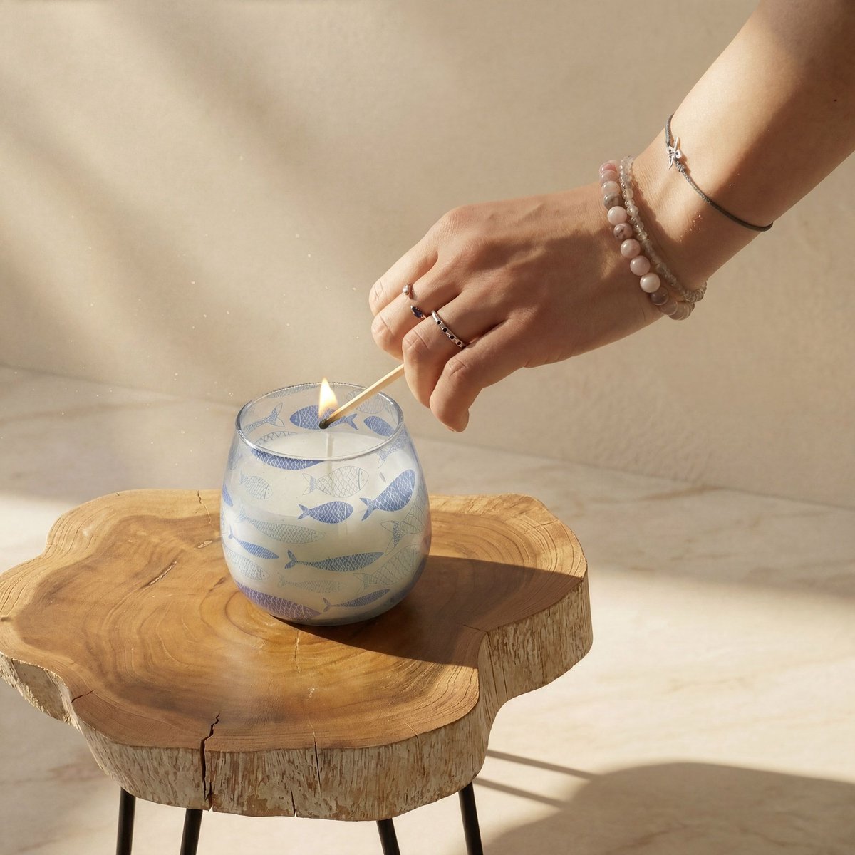 Ancient Wisdom Small Glass Jar Candles - Seabreeze multicolor