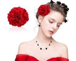 VIKSAUN Flower Hair Clip Peony Hairpin Dancer Pin Up Flower Brooch Wedding Bridesmaid Hairpins Hair Accessories - ShopVlot