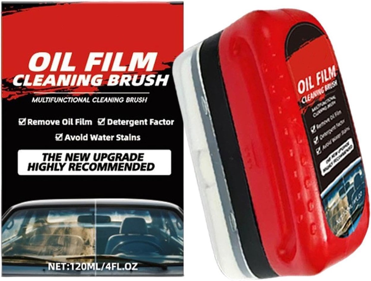 Auto ruitenreiniger - Glasreiniger tool - Veilig zicht - Oplossen oliefilm - 11.4 x 7.7 x 7.6 cm - Grijs