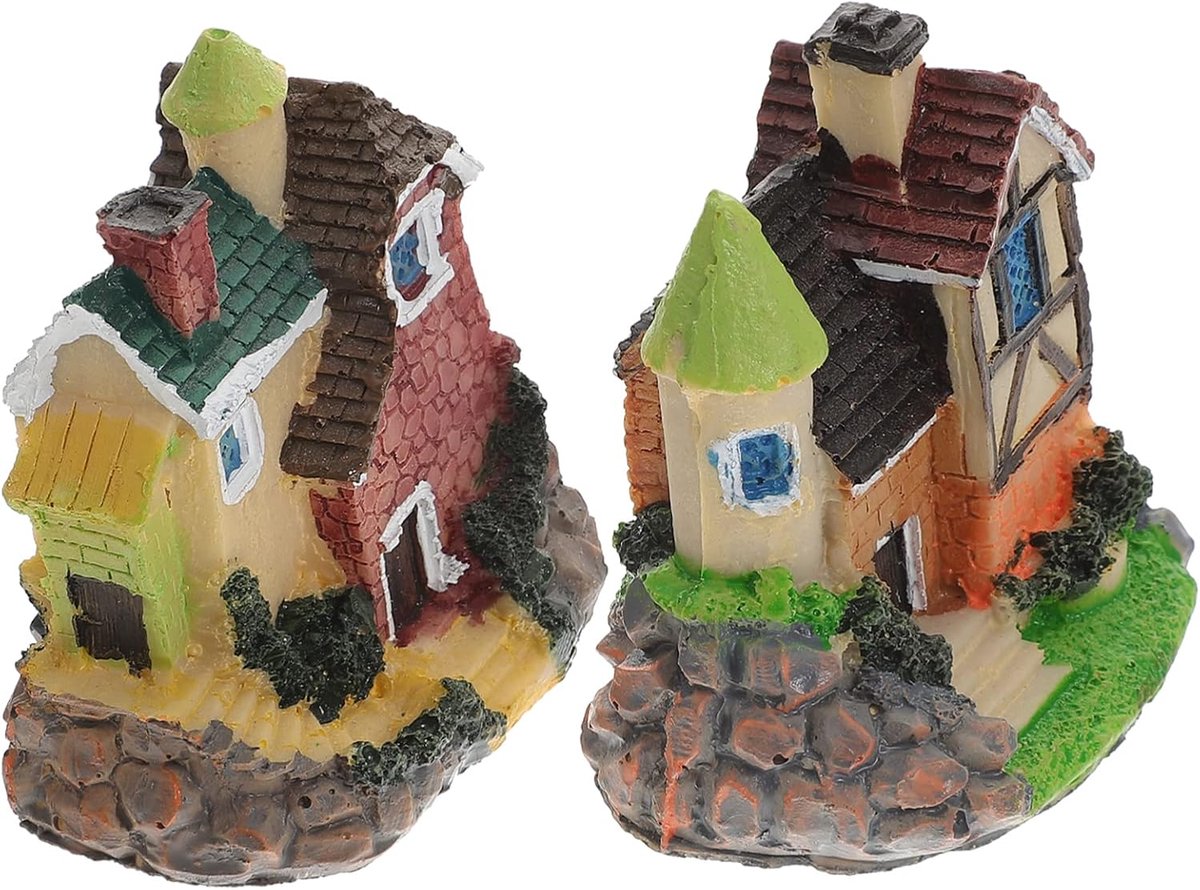 Mini Huis Ornament - Tuin Decoratie - Micro Landschap - Hars Ambacht - 6.7X6.2X4.5CM - Willekeurig