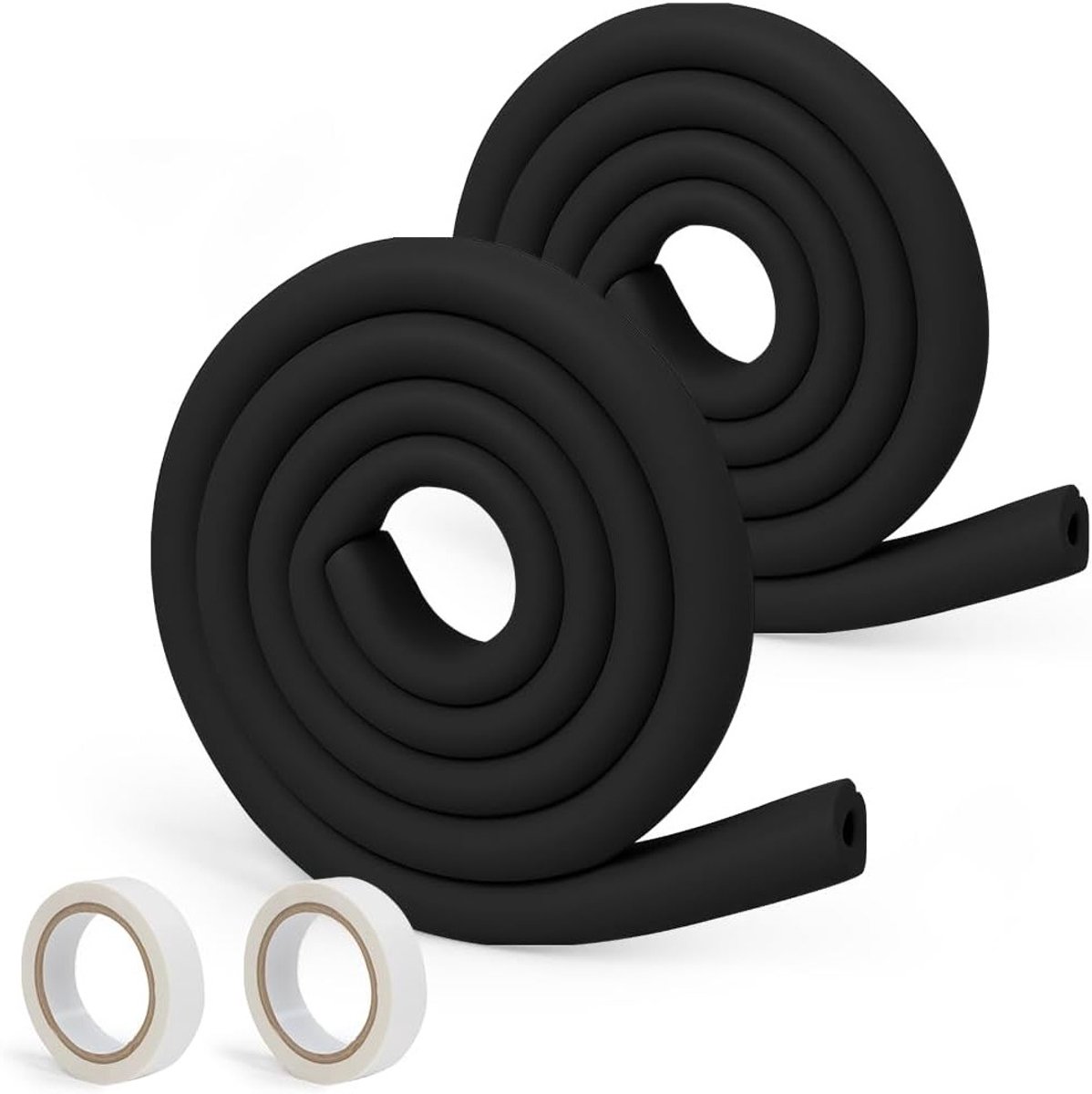 Rubberen Hoekbeschermer voor Kinderen, 2 x 2M U-vormige Tafelrandbeveiliging, Zachte Schuim Bescherming voor Baby's, Extra Dikke Antiknelling Tafelrand en Meubelbeschermer (Zwart)