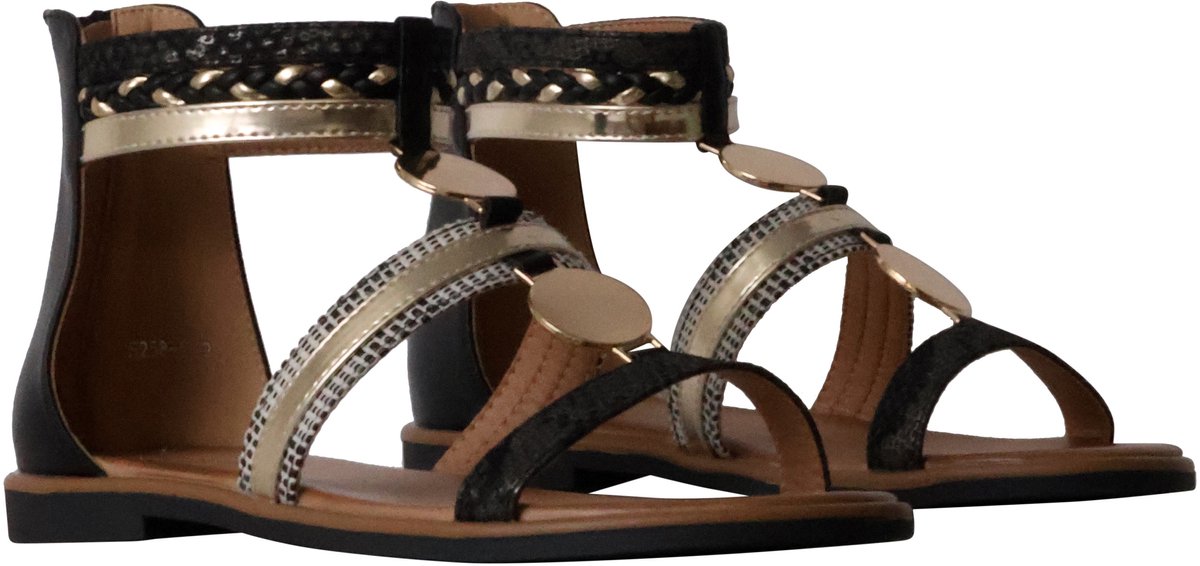 Platte sandalen met ritssluiting