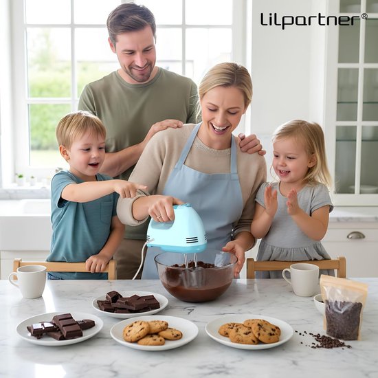 Elektrische handmixer - Keukenmixer - Bakken en mixen - 7 snelheden - 5 opzetstukken - Blauw — afbeelding 2