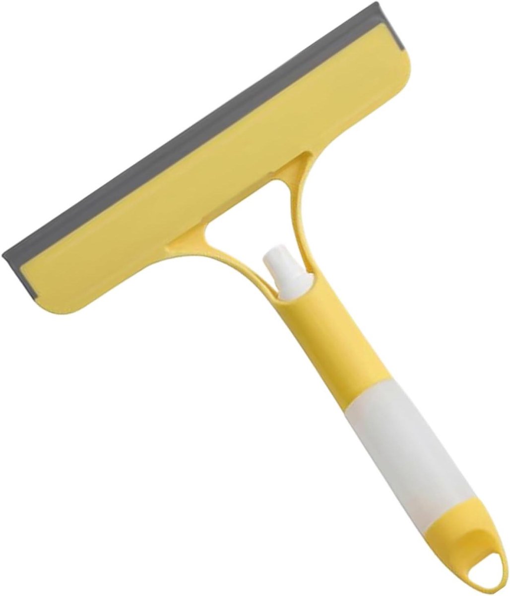 Raamaftrekker Reiniger - Raamwisser Schrobber - Glas Oppervlakken Reinigen - Dubbele Functie Spray - 21.5 x 25.7 cm - Geel