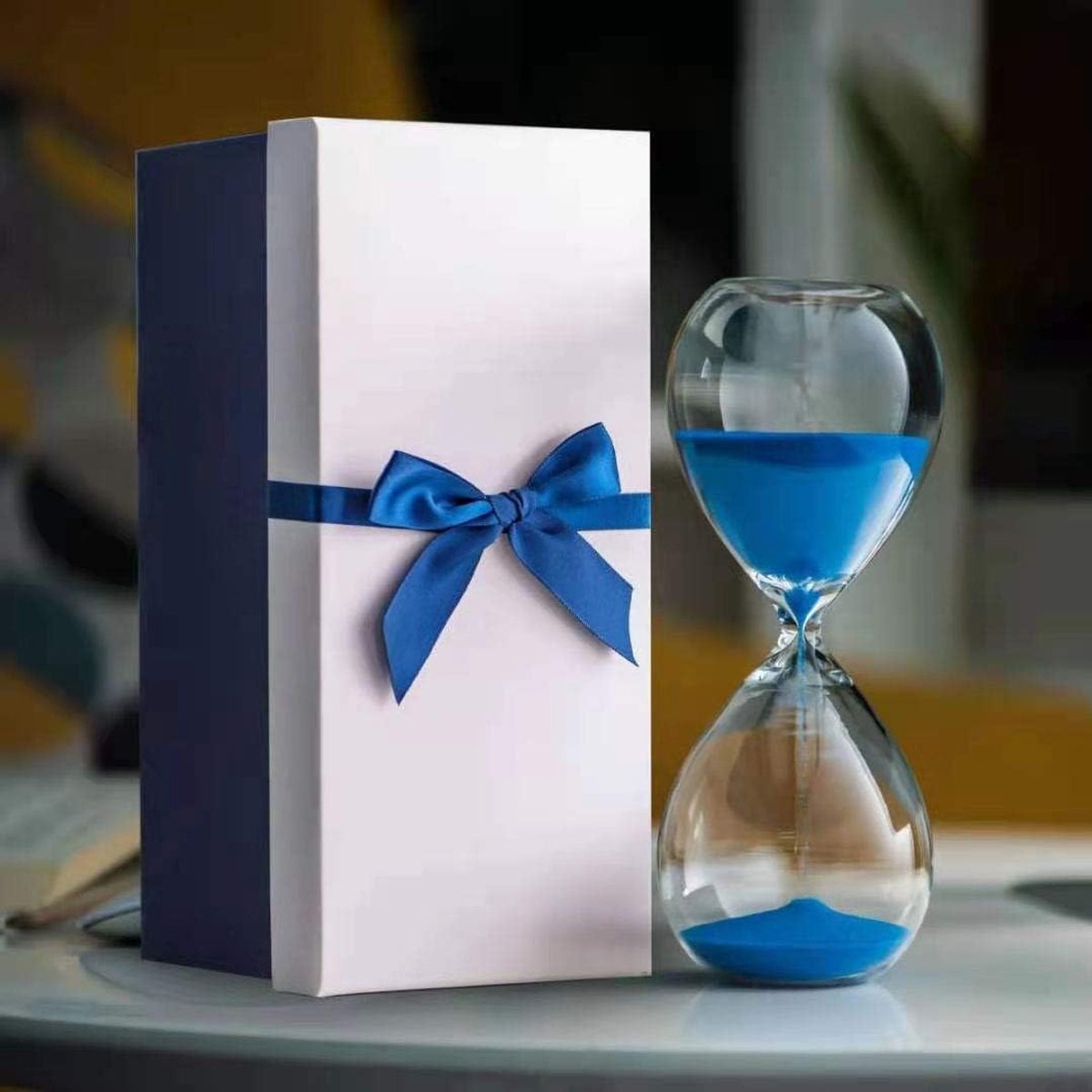 Zandloper Timer - Zandklok Decoratie - Tijdmanagement Hulpmiddel - 30 Minuten Nauwkeurig - 10x10x10 mm - Blauw