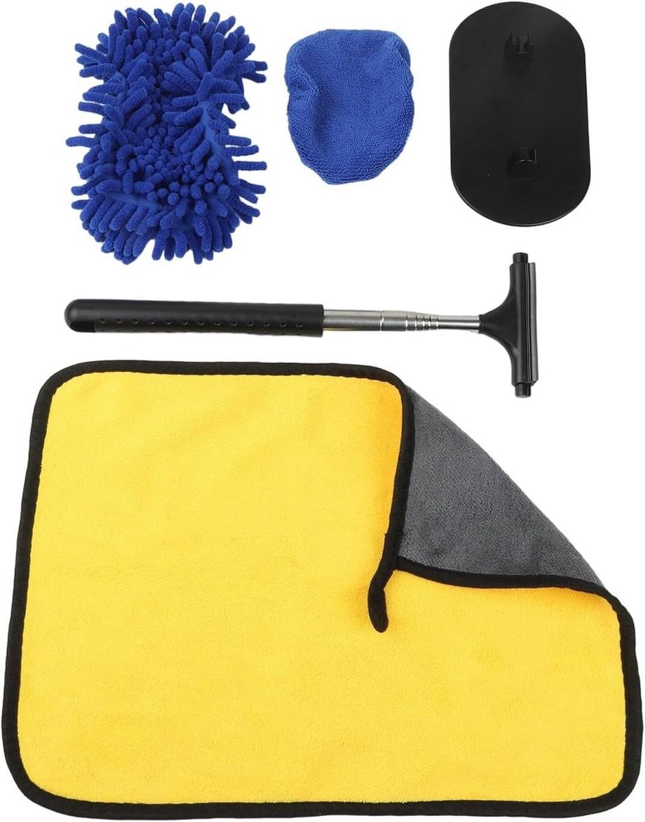 Autowasborstel - Raamborstel - Auto Reinigen - Draaibare Kop - Uitschuifbaar - Blauw