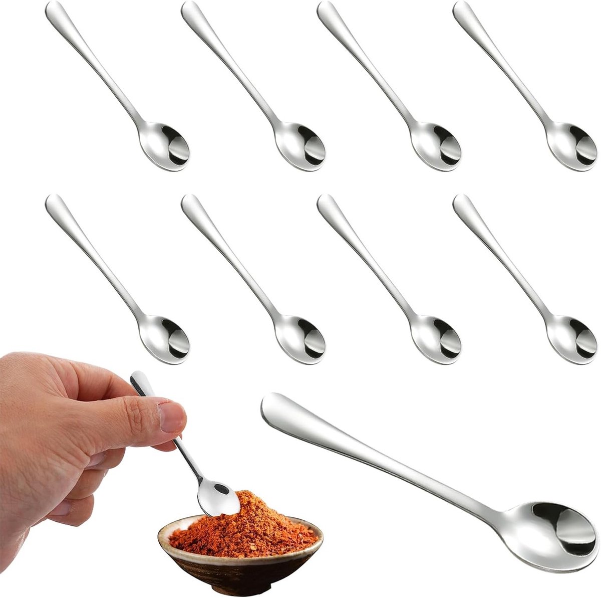 Set van 8 Mini Espresso Lepels - Schattige RVS Lepels voor Koffie, Specerijen en Honing - Perfect voor Thee en Dessert